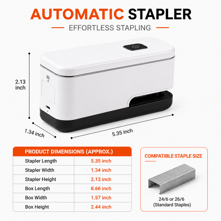 Automatic Electric Stapler | USB-C Rechargeable Office Stapler