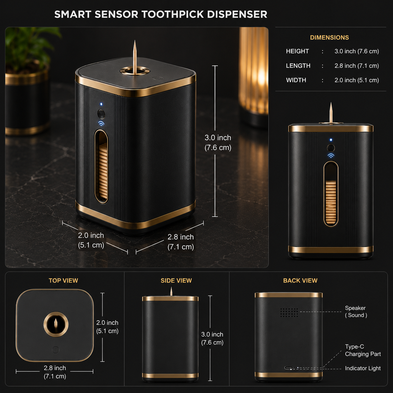 Automatic Toothpick Dispenser – One-Touch Hygienic Toothpick Holder