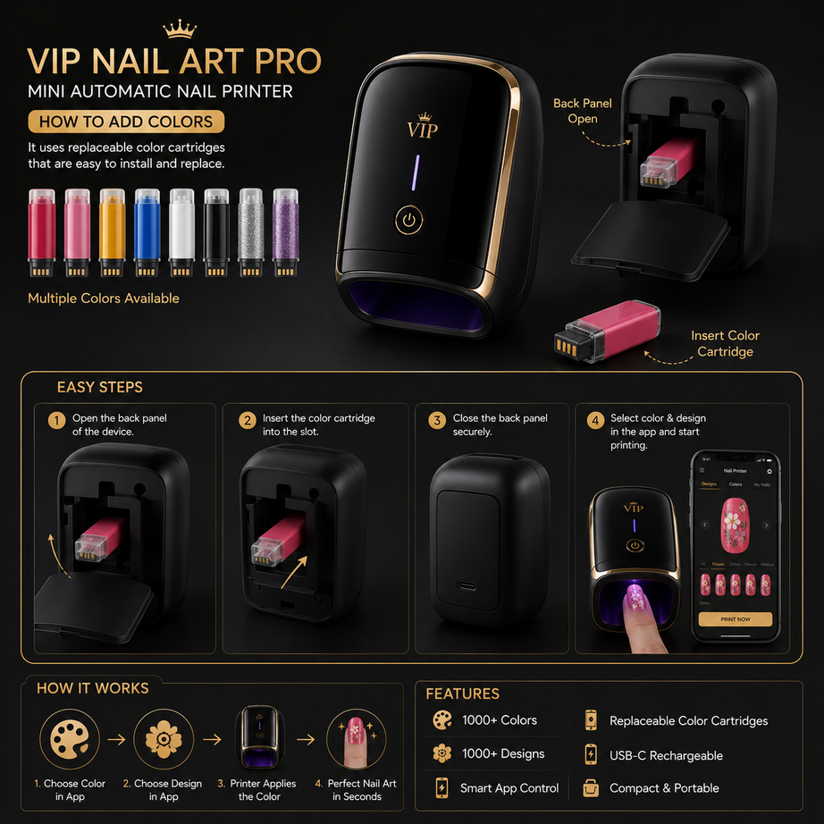 VIP Nail Art Pro – Mini Automatic Nail Art Printer with Smart App Control