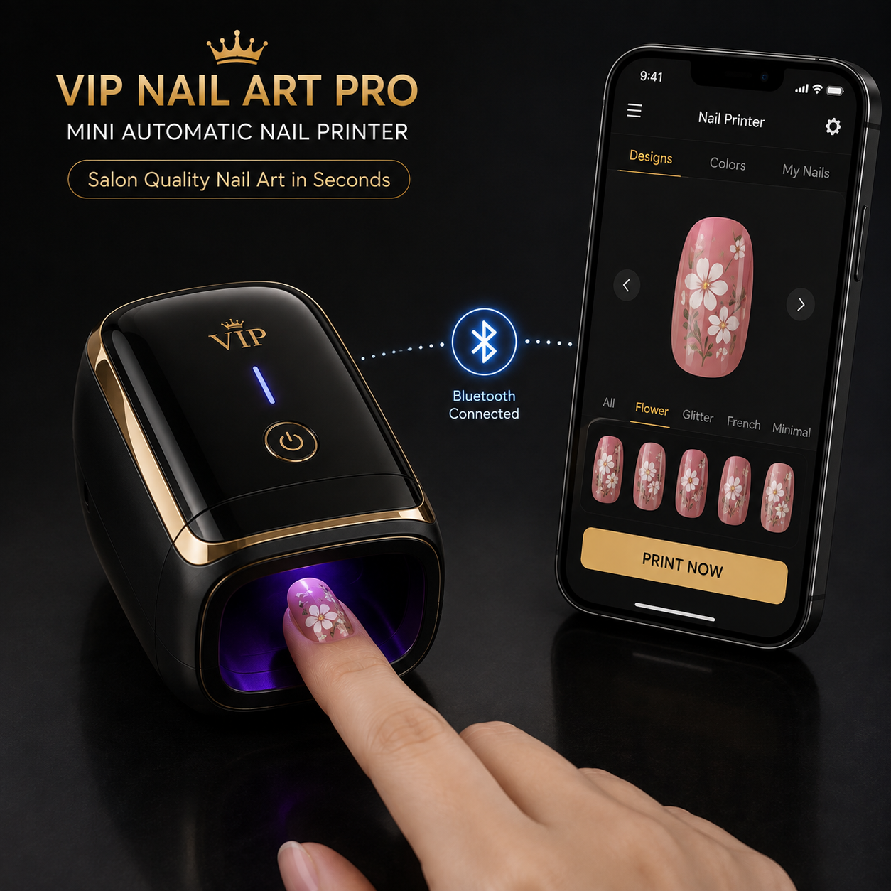 VIP Nail Art Pro – Mini Automatic Nail Art Printer with Smart App Control